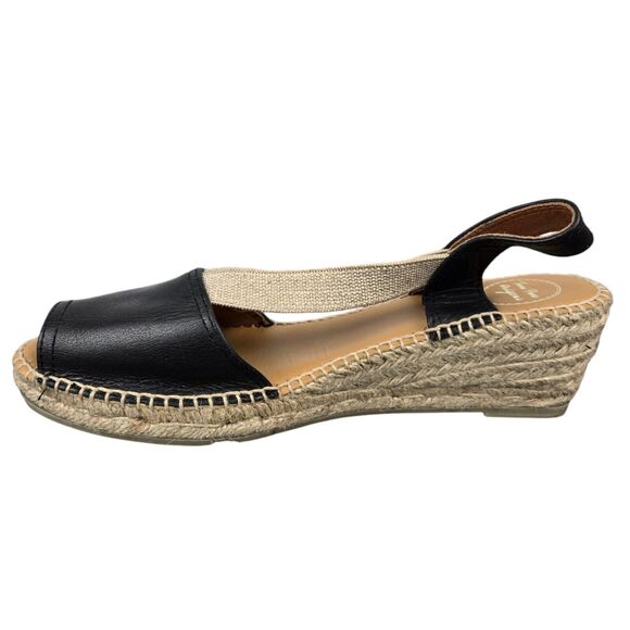 Toni Pons Teidi-P Balck Tan Espadrille Wedge Sandals Sz 41 US 10 Open Toe - Picture 8 of 14